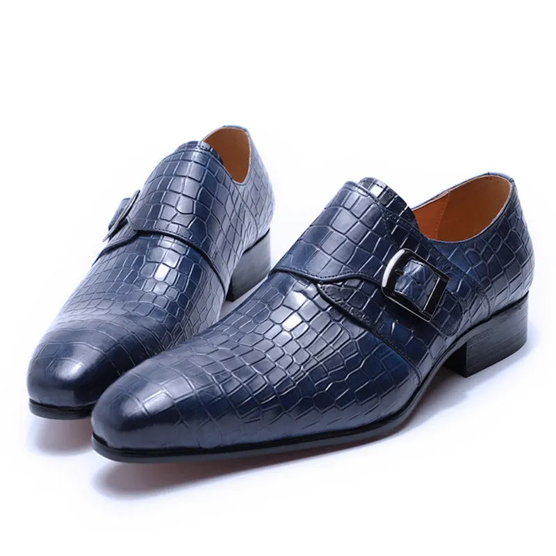 Buckle Genuine Leather Monk Shoes Formal Dress Wedding Banquet Men's Shoes Trendy Men's Business Casual Shoes plus Size Leather Shoes Men's