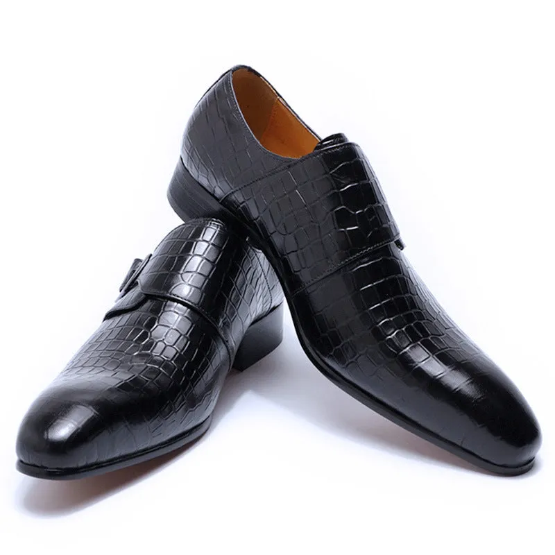 Buckle Genuine Leather Monk Shoes Formal Dress Wedding Banquet Men's Shoes Trendy Men's Business Casual Shoes plus Size Leather Shoes Men's