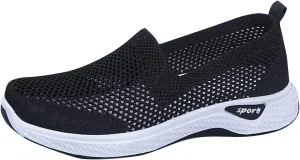 CsgrFagr Women Breathable Lace Up Shoes Flats Casual Shoes Unisex Lightweight Work Shoes Sporty Breathable Slip Work Trainers Water Shoes Size 8 Men (Black, 7.5)