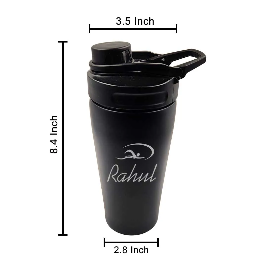 Customised Weight Gainer Shaker Bottle Stainless Steel Protein Mixer with Whisk Ball - Swimming