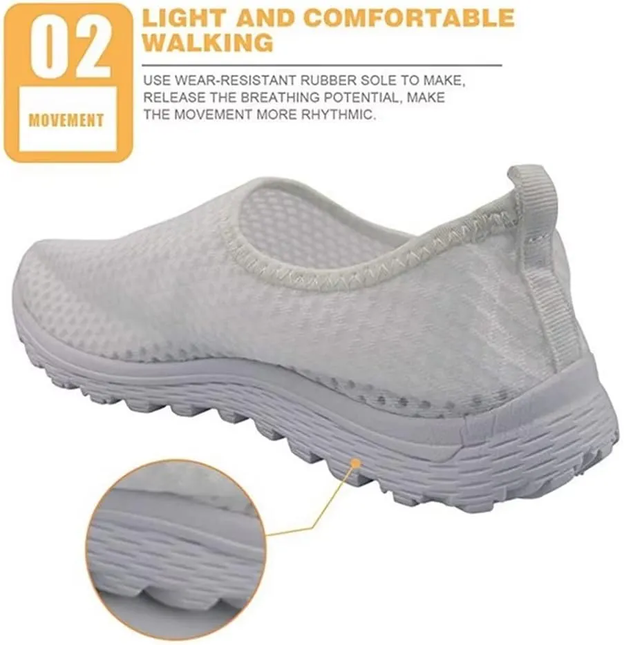 Jeiento Flower Shoes for Women Tennis Shoes Slip-On Ladies Travel Shoes Women's Fashion Floral Art Sneaker US 5-5-11