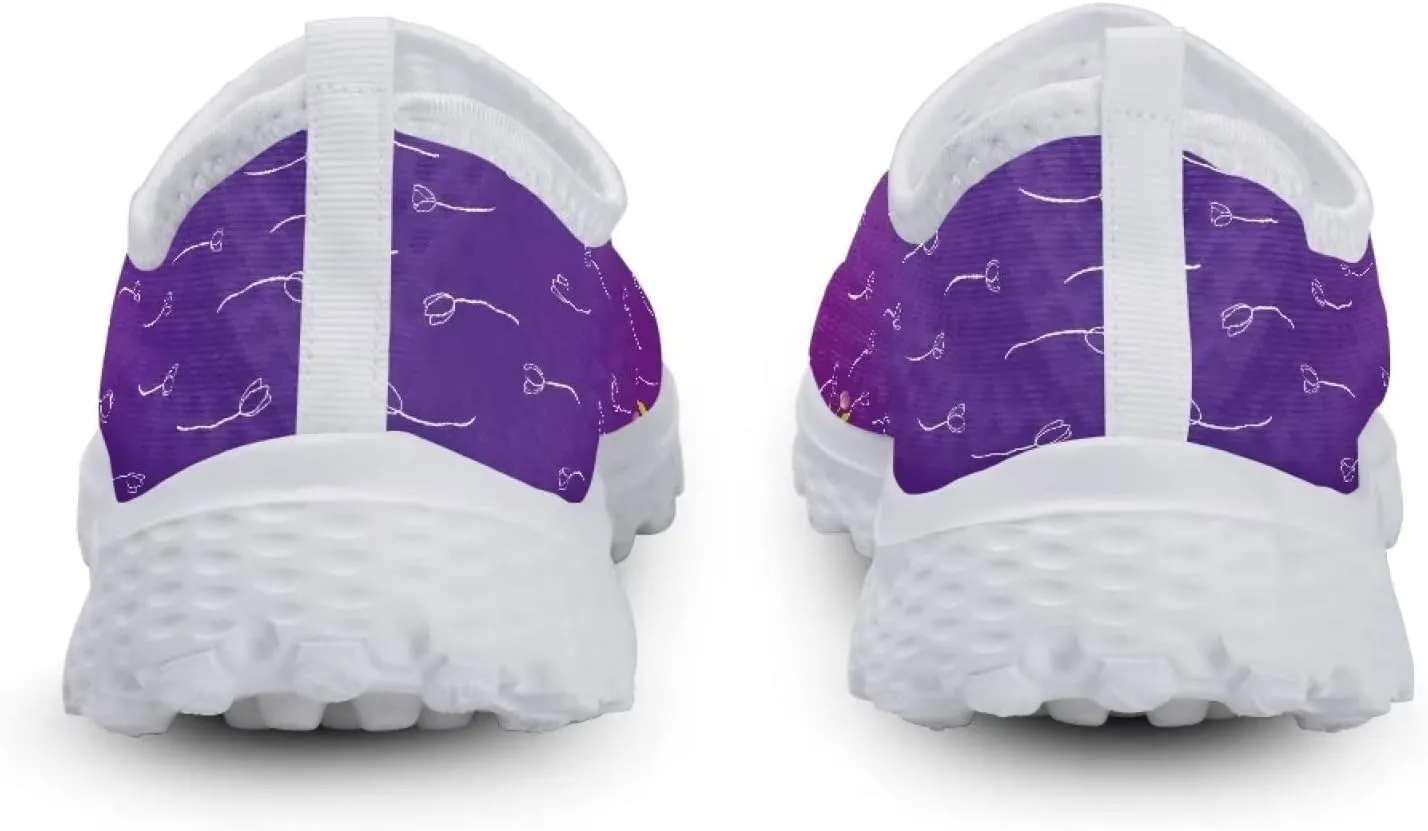 Jeiento Flower Shoes for Women Tennis Shoes Slip-On Ladies Travel Shoes Women's Fashion Floral Art Sneaker US 5-5-11