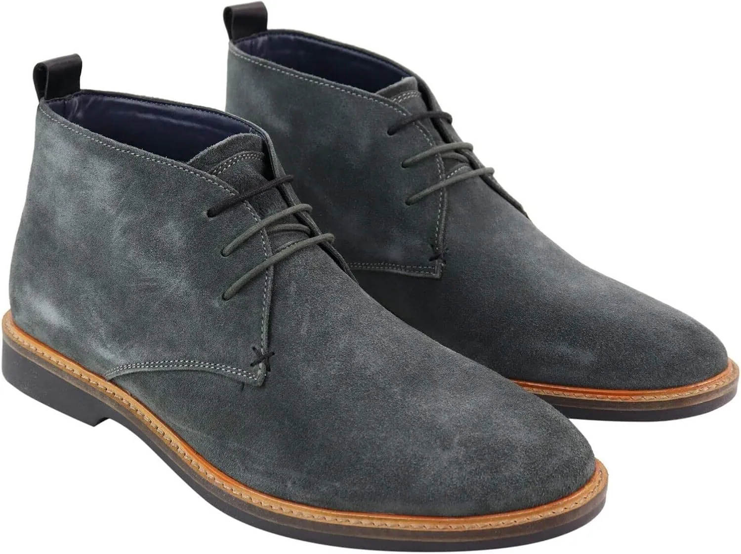 Mens Burgundy Suede Classic Retro Formal Laced Ankle Vintage Desert Chukka Boots