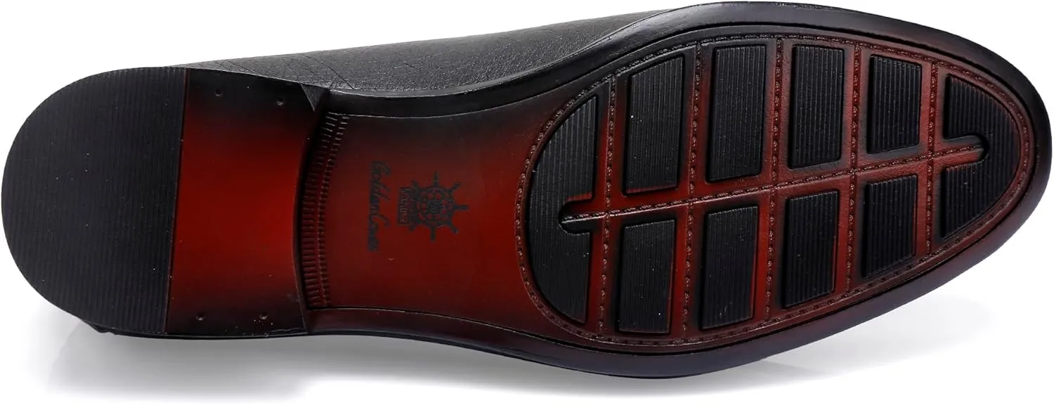 Men's Leather Penny Loafers, Classic Ostrich Pattern Formal Business Shoes Slip On Buckle Dress Shoes Party Wedding Dress Loafers for Men