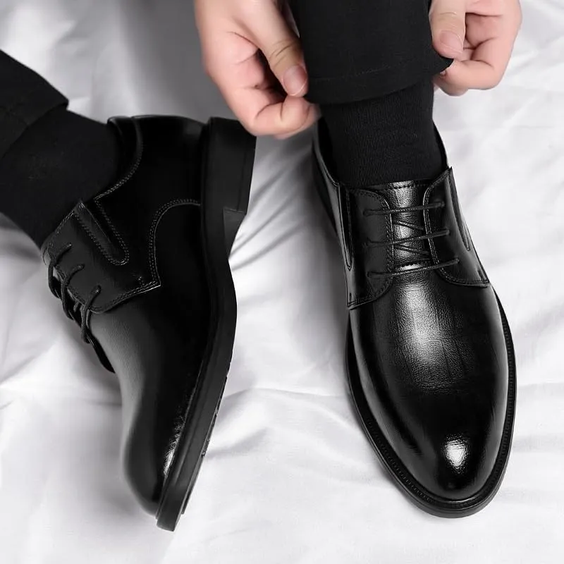 Men's Oxfords Black Mens Faux Patent Leather Classic Lace-up Formal Dress Shoes