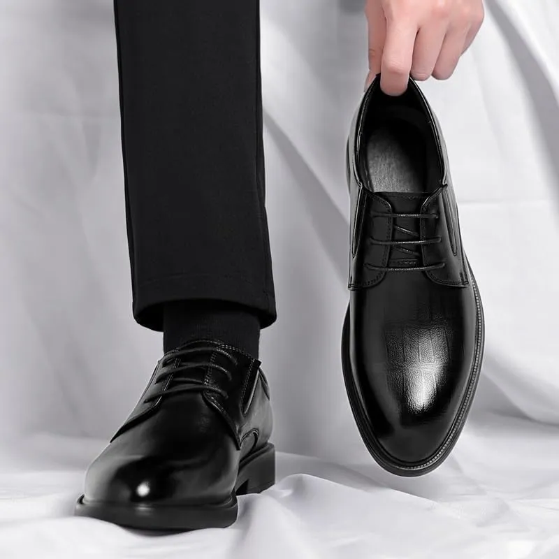 Men's Oxfords Black Mens Faux Patent Leather Classic Lace-up Formal Dress Shoes