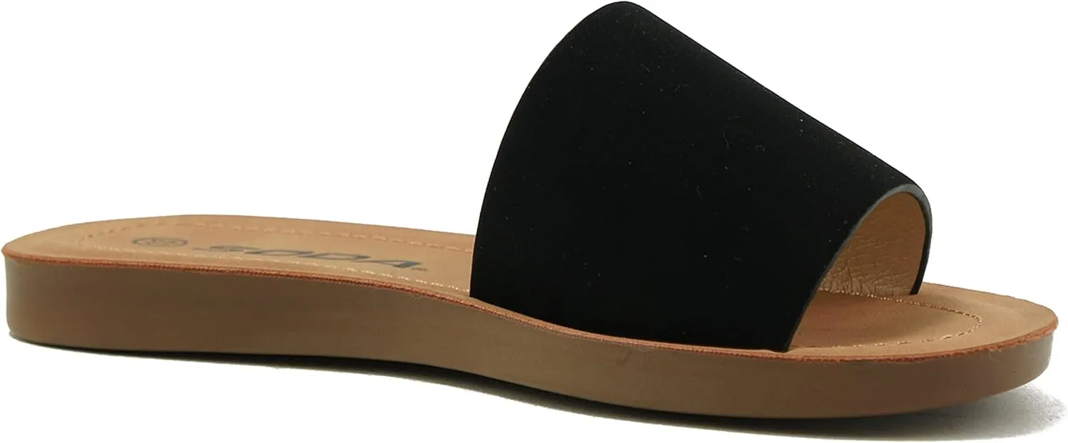 Soda EFRON-2 Little Kid Children Girls Toddler Casual Comfort One Band Fashion Slip on Slide Flip Flop Flat Sandals