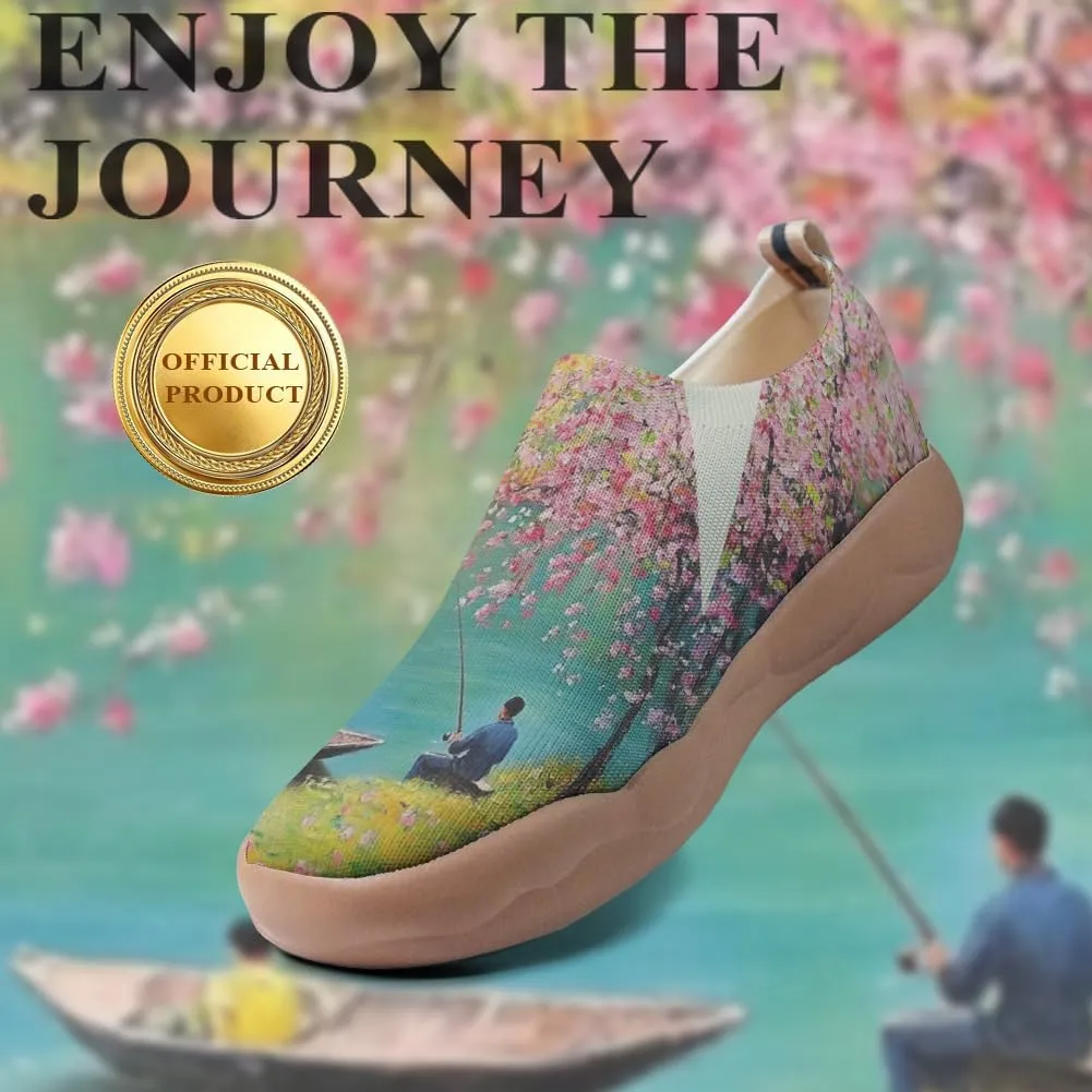 Women's Art Painted Travel Shoes Slip-on Casual Knitted Loafers Light and Comfortable Fashionable Sneakers