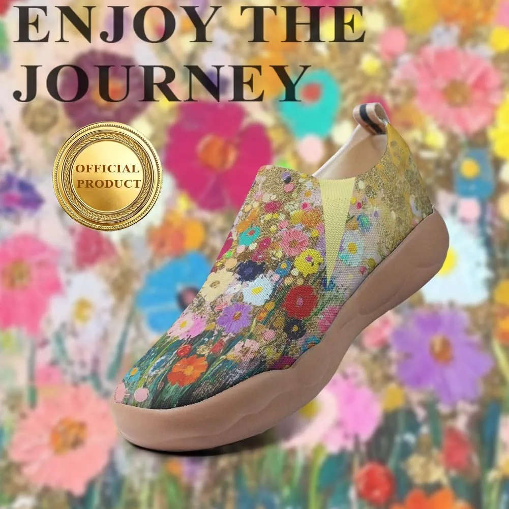 Women's Art Painted Travel Shoes Slip-on Casual Knitted Loafers Light and Comfortable Fashionable Sneakers