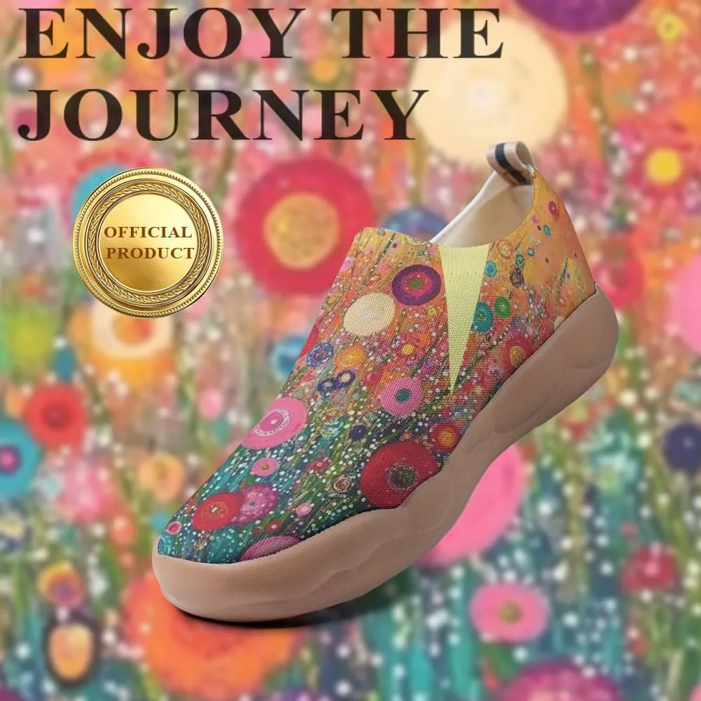 Women's Art Painted Travel Shoes Slip-on Casual Knitted Loafers Light and Comfortable Fashionable Sneakers
