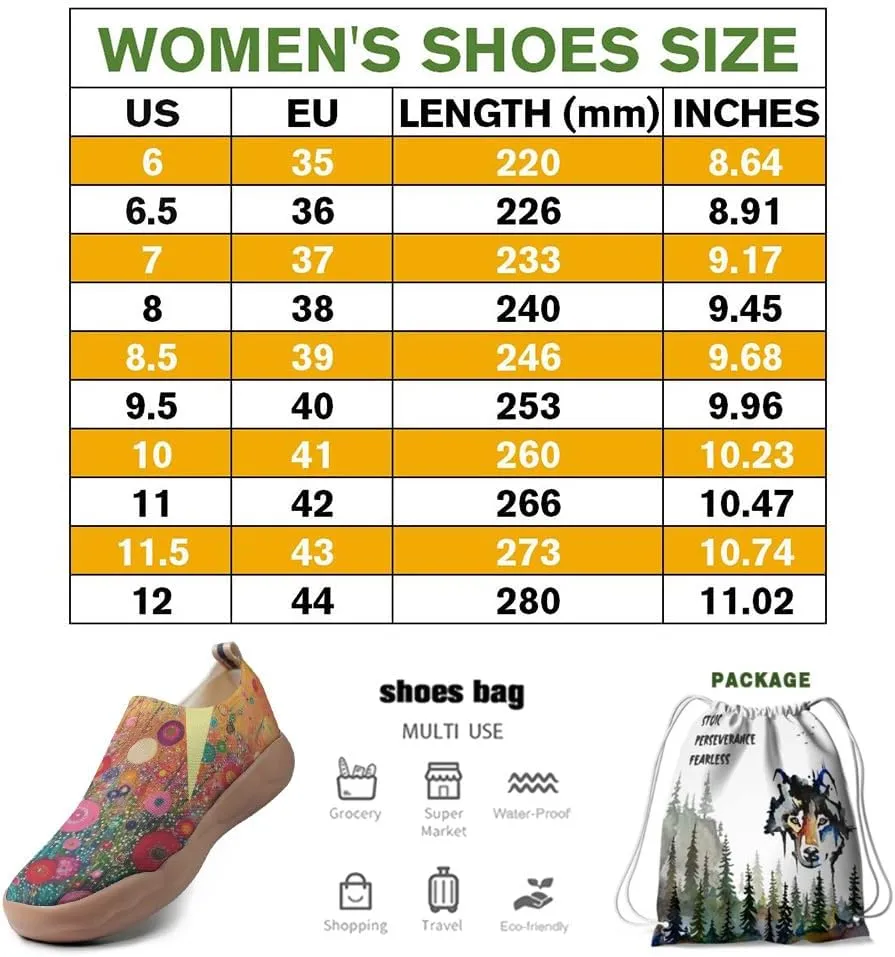 Women's Art Painted Travel Shoes Slip-on Casual Knitted Loafers Light and Comfortable Fashionable Sneakers