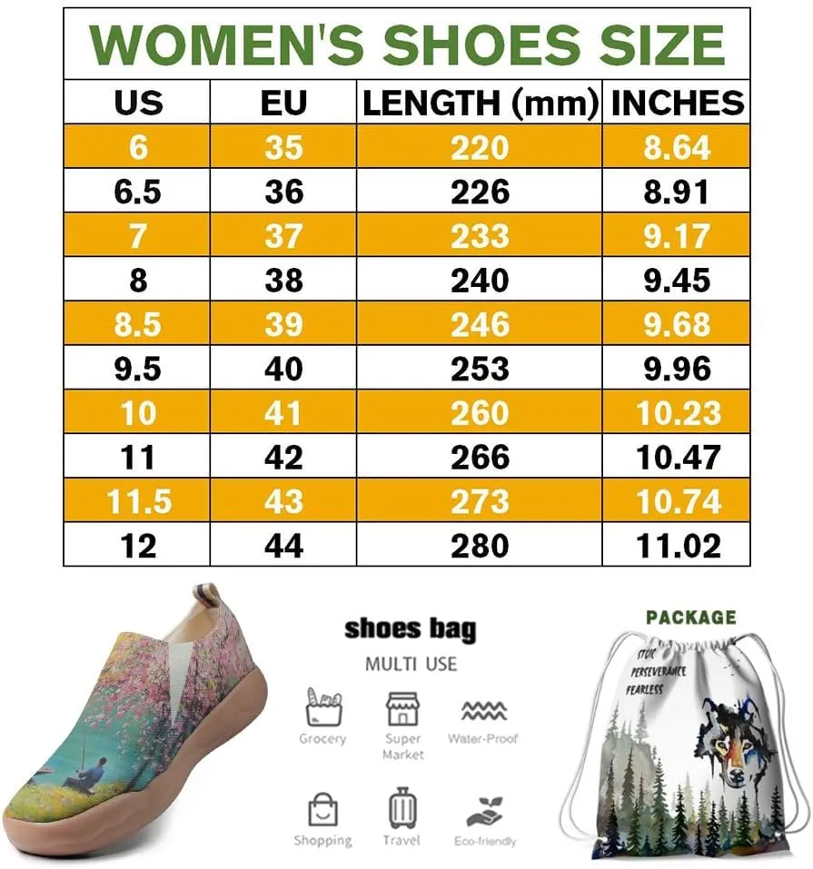 Women's Art Painted Travel Shoes Slip-on Casual Knitted Loafers Light and Comfortable Fashionable Sneakers