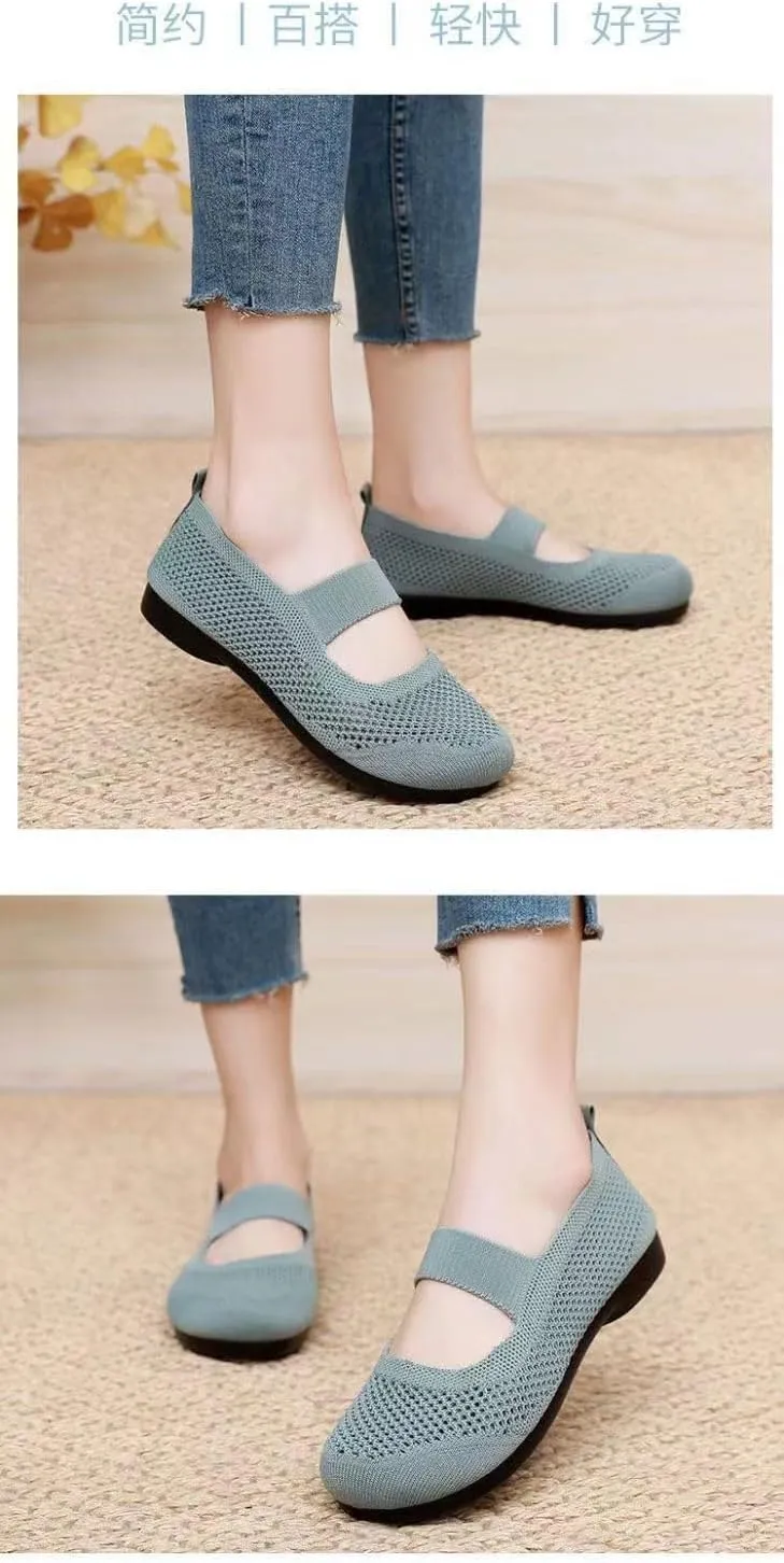 Women's Flats, Knitted Mary Jane Ballet Flats, Comfortable Walking, Smart Work, Office Ballet, Slip Laces